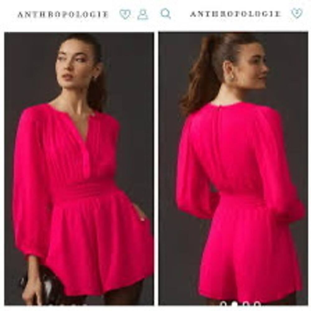 Anthropologie Hot Pink Somerset Romper Size Large